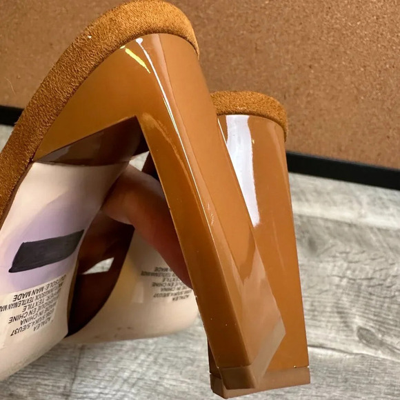 JustFab Azalea Mule Heeled Sandal in Brown Size US 6.5 - Picture 6 of 6